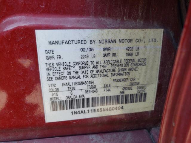 Photo 11 VIN: 1N4AL11EX5N480494 - NISSAN ALTIMA S 