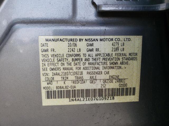 Photo 9 VIN: 1N4AL21E07C109218 - NISSAN ALTIMA 