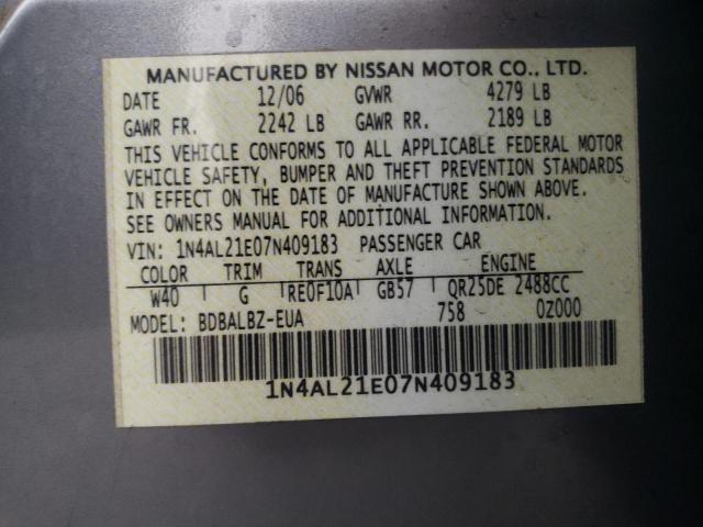 Photo 11 VIN: 1N4AL21E07N409183 - NISSAN ALTIMA 2.5 