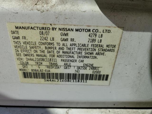 Photo 12 VIN: 1N4AL21E08C118311 - NISSAN ALTIMA 