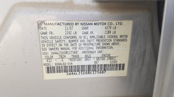 Photo 2 VIN: 1N4AL21E08C175687 - NISSAN ALTIMA 