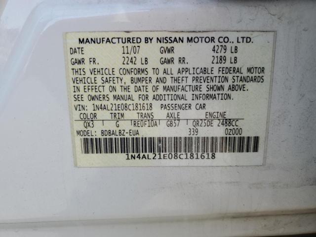 Photo 11 VIN: 1N4AL21E08C181618 - NISSAN ALTIMA 2.5 