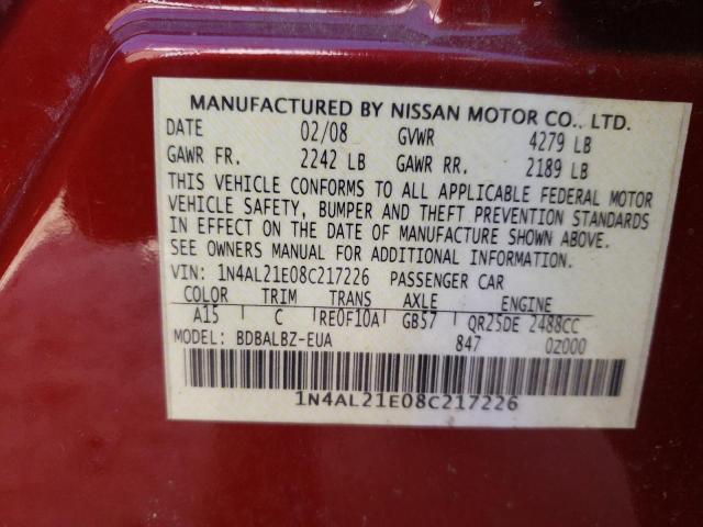 Photo 9 VIN: 1N4AL21E08C217226 - NISSAN ALTIMA 2.5 