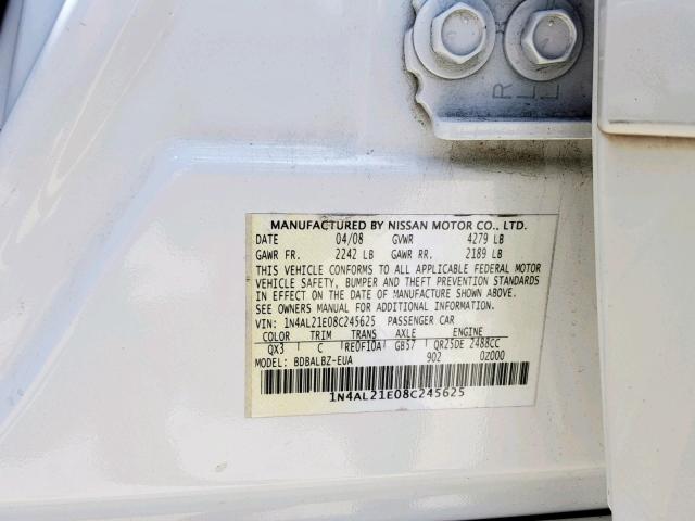 Photo 9 VIN: 1N4AL21E08C245625 - NISSAN ALTIMA 