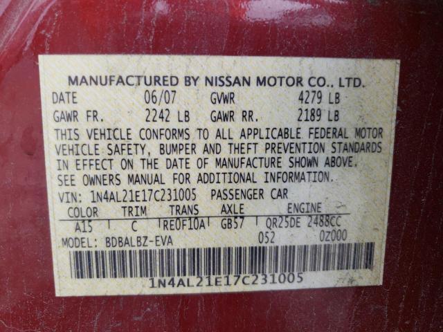 Photo 11 VIN: 1N4AL21E17C231005 - NISSAN ALTIMA 2.5 