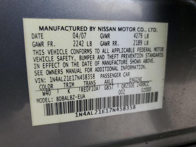 Photo 12 VIN: 1N4AL21E17N458358 - NISSAN ALTIMA 