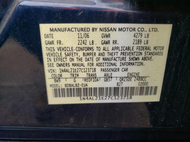 Photo 11 VIN: 1N4AL21E27C123718 - NISSAN ALTIMA 2.5 