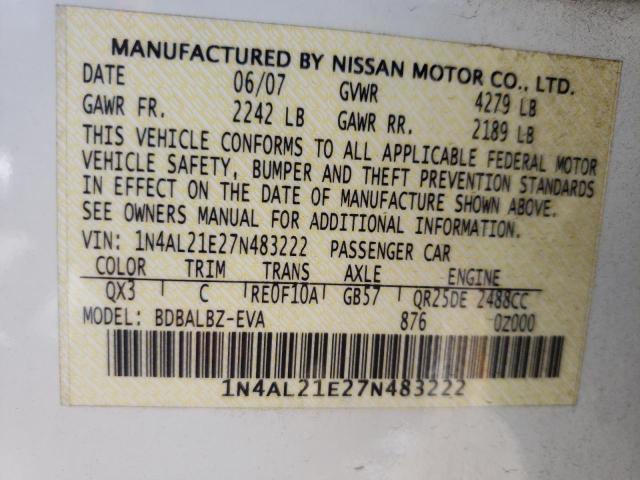 Photo 11 VIN: 1N4AL21E27N483222 - NISSAN ALTIMA 2.5 