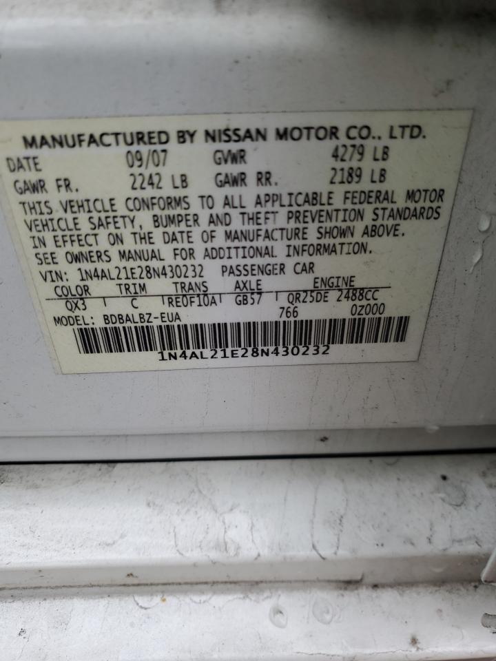 Photo 12 VIN: 1N4AL21E28N430232 - NISSAN ALTIMA 