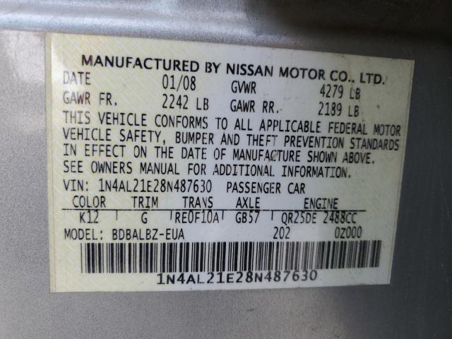 Photo 11 VIN: 1N4AL21E28N487630 - NISSAN ALTIMA 