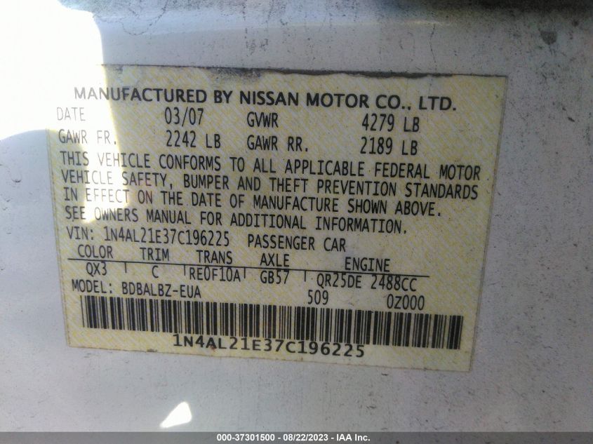 Photo 8 VIN: 1N4AL21E37C196225 - NISSAN ALTIMA 