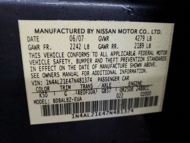 Photo 11 VIN: 1N4AL21E47N481374 - NISSAN ALTIMA 