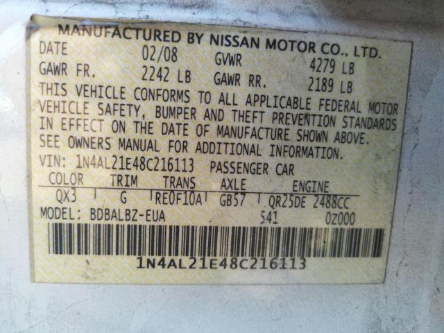 Photo 11 VIN: 1N4AL21E48C216113 - NISSAN ALTIMA 