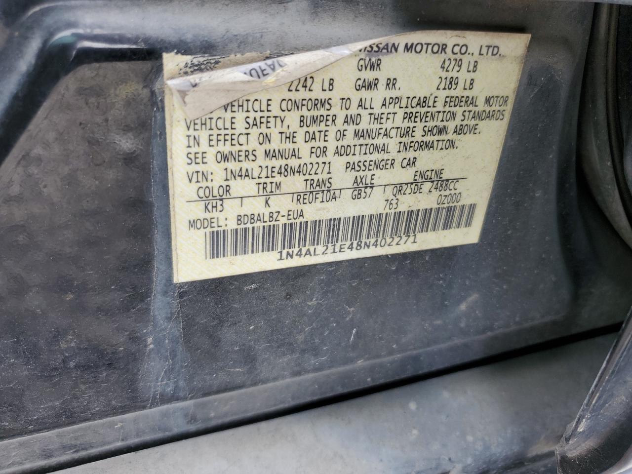 Photo 11 VIN: 1N4AL21E48N402271 - NISSAN ALTIMA 