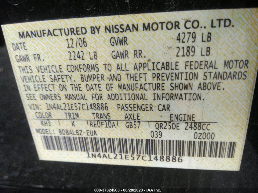 Photo 8 VIN: 1N4AL21E57C148886 - NISSAN ALTIMA 