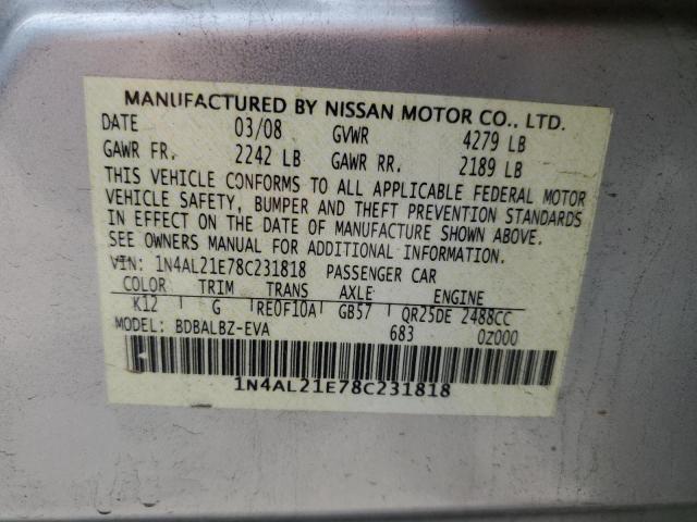 Photo 11 VIN: 1N4AL21E78C231818 - NISSAN ALTIMA 