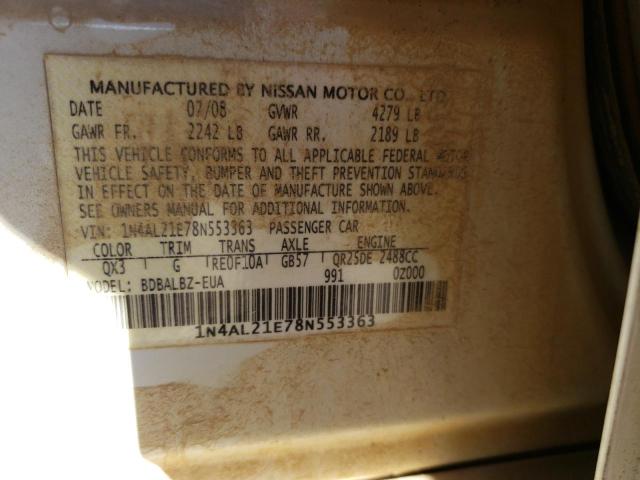 Photo 9 VIN: 1N4AL21E78N553363 - NISSAN ALTIMA 2.5 