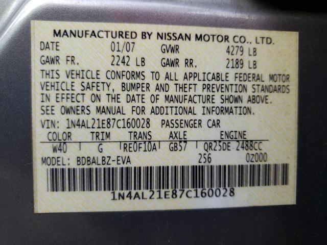 Photo 12 VIN: 1N4AL21E87C160028 - NISSAN ALTIMA 