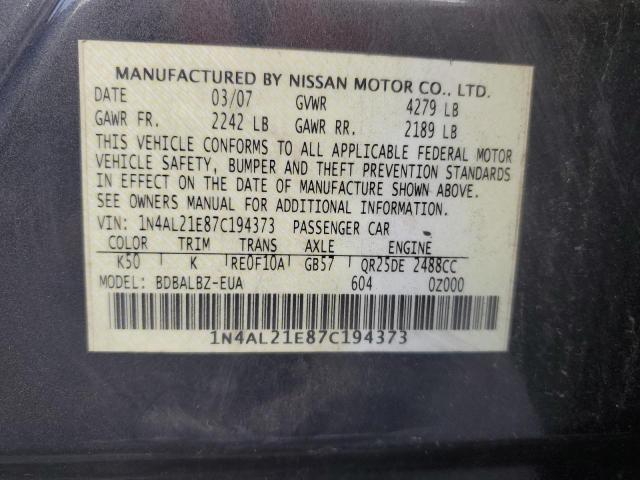 Photo 11 VIN: 1N4AL21E87C194373 - NISSAN ALTIMA 2.5 