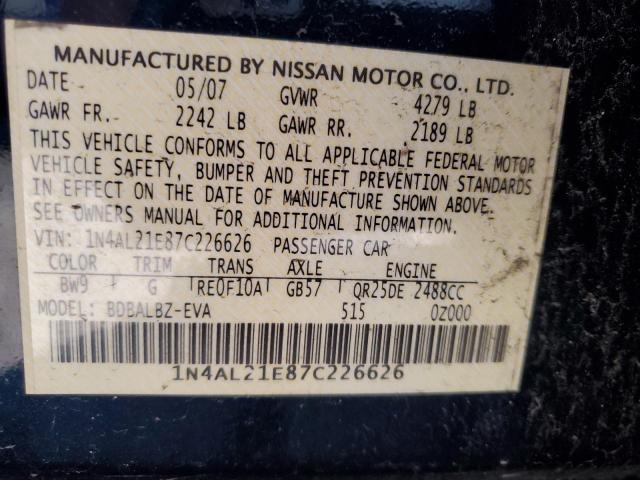 Photo 12 VIN: 1N4AL21E87C226626 - NISSAN ALTIMA 