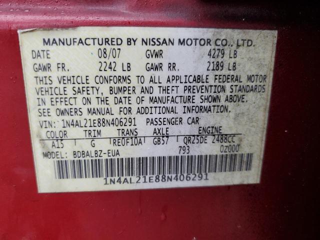 Photo 12 VIN: 1N4AL21E88N406291 - NISSAN ALTIMA 