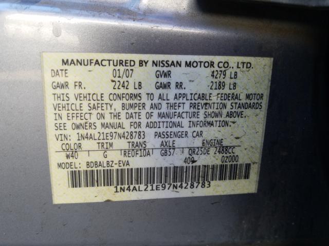 Photo 9 VIN: 1N4AL21E97N428783 - NISSAN ALTIMA 2.5 