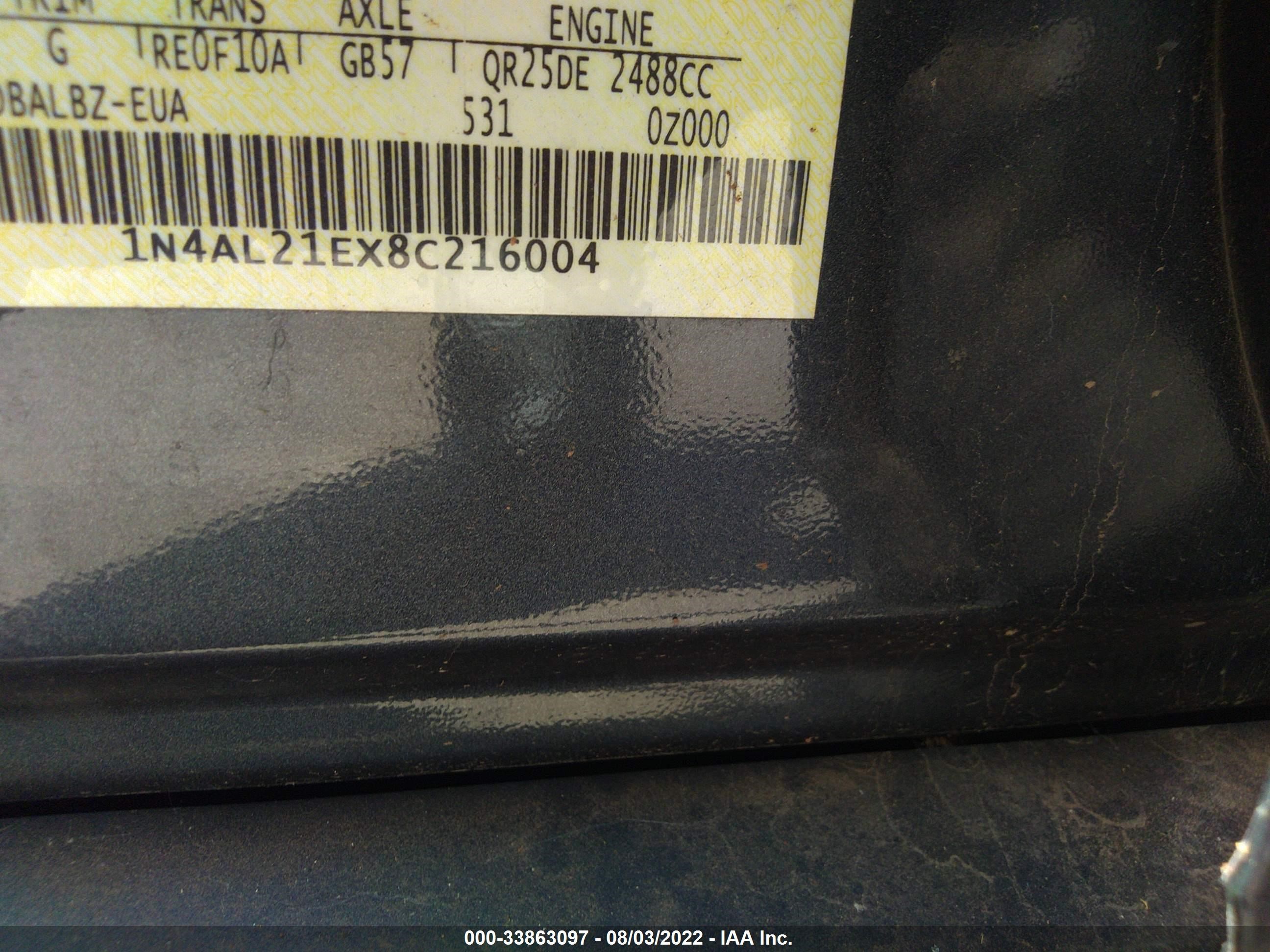 Photo 8 VIN: 1N4AL21EX8C216004 - NISSAN ALTIMA 