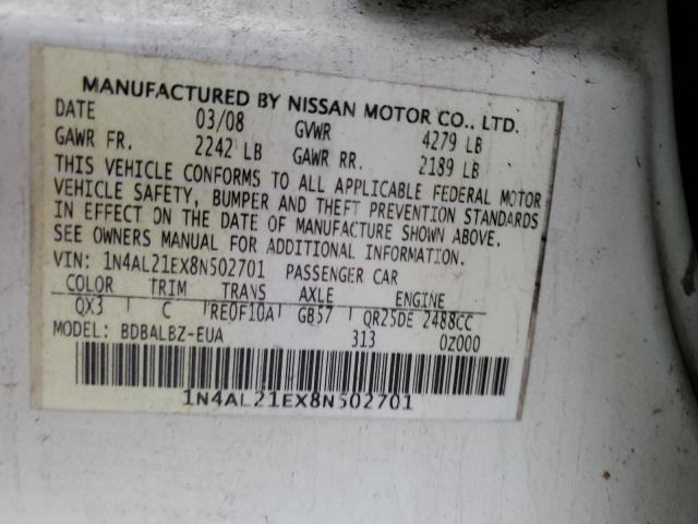 Photo 12 VIN: 1N4AL21EX8N502701 - NISSAN ALTIMA 