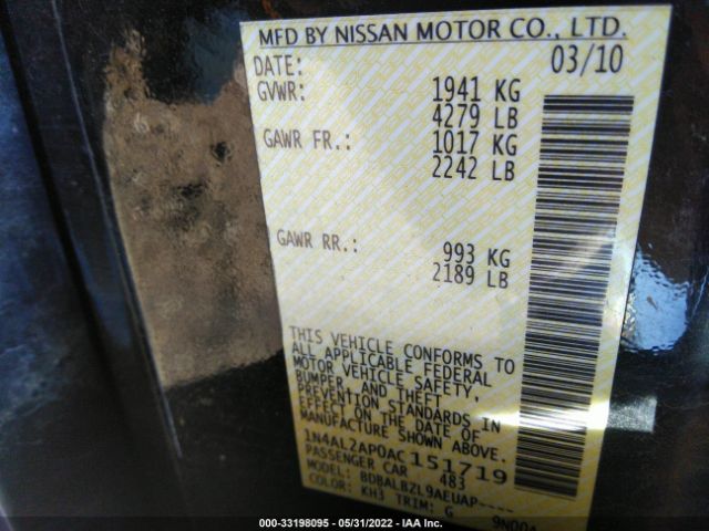 Photo 8 VIN: 1N4AL2AP0AC151719 - NISSAN ALTIMA 