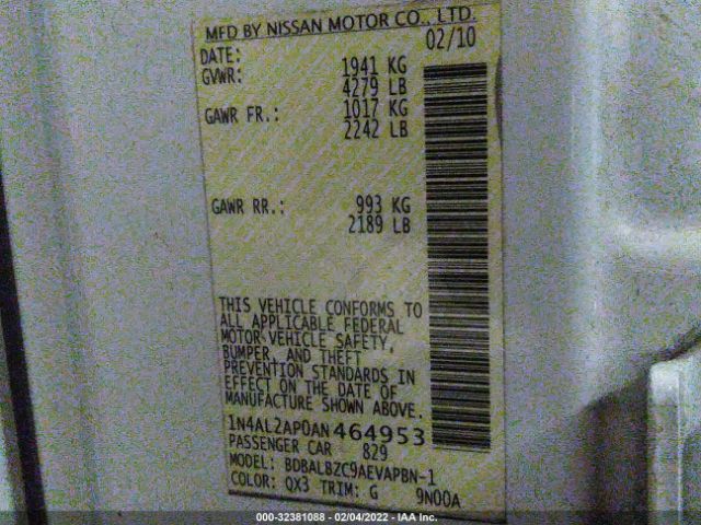 Photo 8 VIN: 1N4AL2AP0AN464953 - NISSAN ALTIMA 