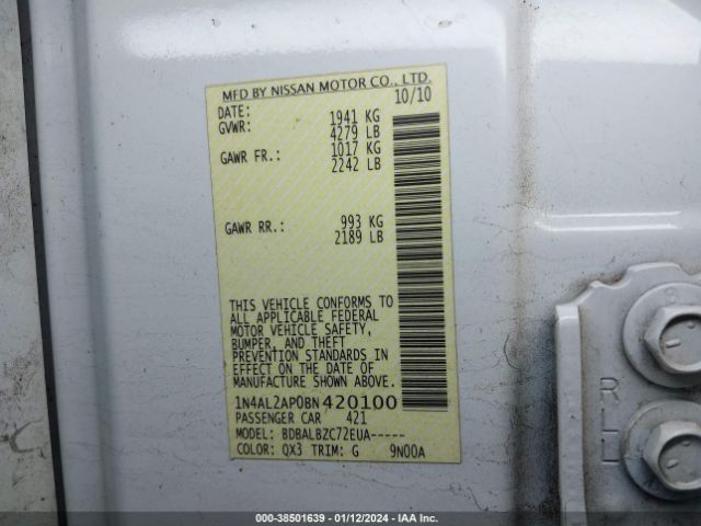 Photo 8 VIN: 1N4AL2AP0BN420100 - NISSAN ALTIMA 