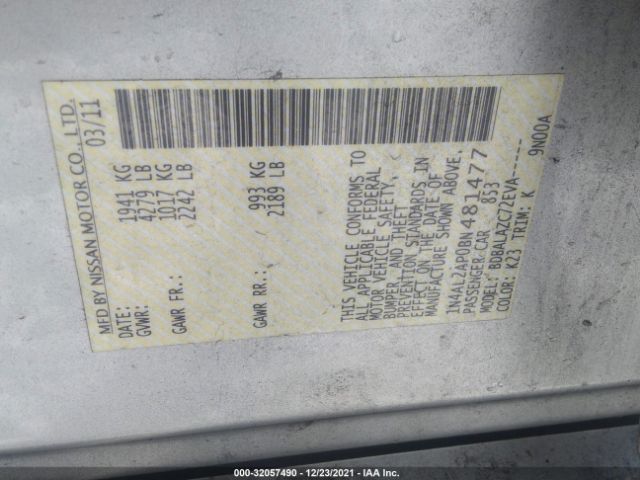 Photo 8 VIN: 1N4AL2AP0BN481477 - NISSAN ALTIMA 