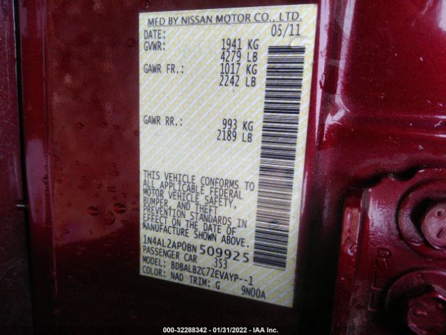 Photo 8 VIN: 1N4AL2AP0BN509925 - NISSAN ALTIMA 