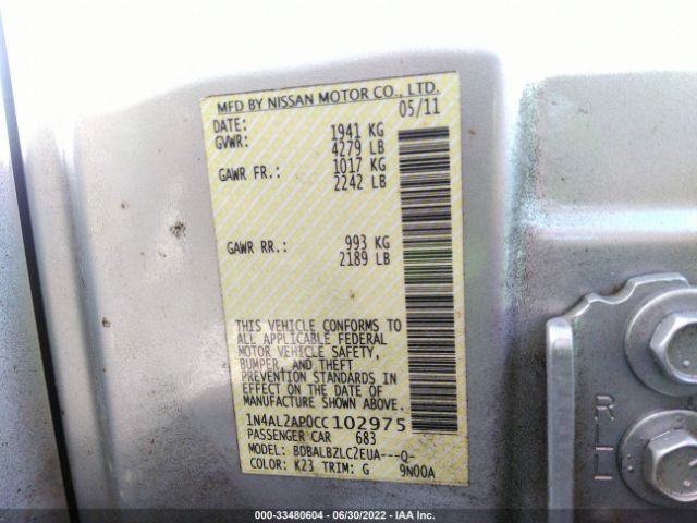 Photo 8 VIN: 1N4AL2AP0CC102975 - NISSAN ALTIMA 