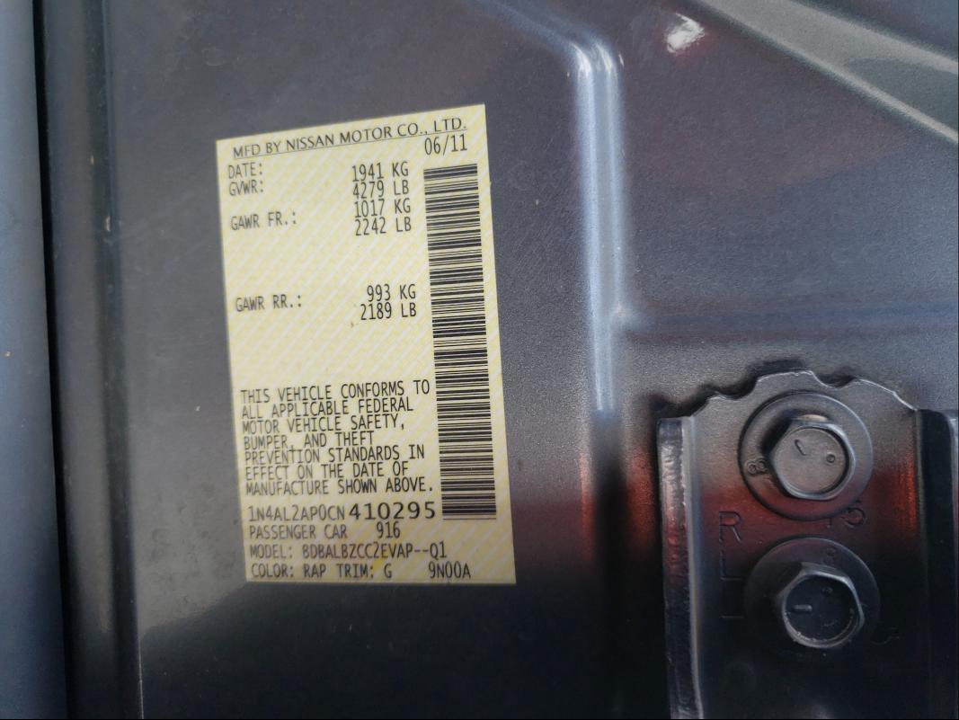 Photo 9 VIN: 1N4AL2AP0CN410295 - NISSAN ALTIMA BAS 