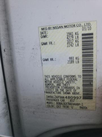 Photo 9 VIN: 1N4AL2AP1AN480997 - NISSAN ALTIMA BAS 