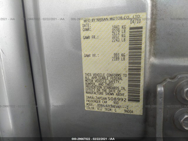 Photo 8 VIN: 1N4AL2AP1AN508992 - NISSAN ALTIMA 