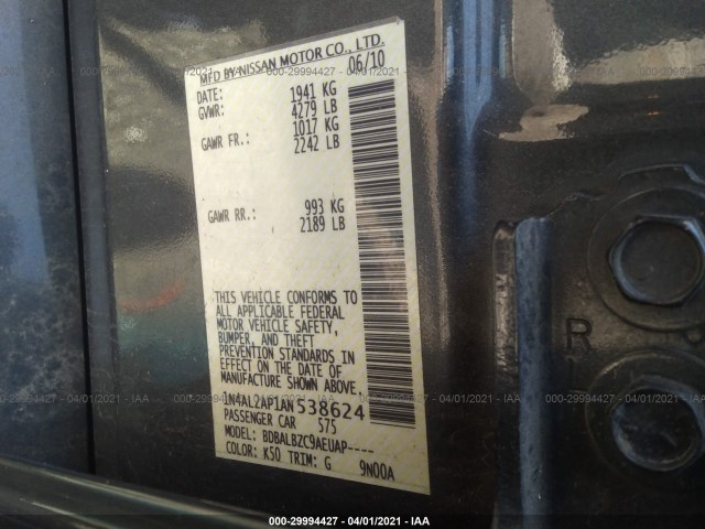 Photo 8 VIN: 1N4AL2AP1AN538624 - NISSAN ALTIMA 