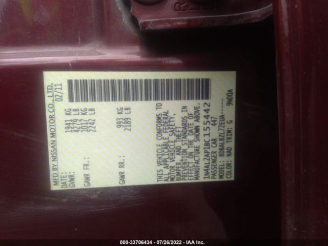 Photo 8 VIN: 1N4AL2AP1BC155442 - NISSAN ALTIMA 