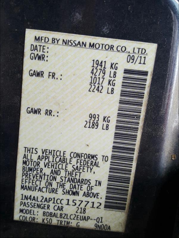 Photo 9 VIN: 1N4AL2AP1CC157712 - NISSAN ALTIMA BAS 