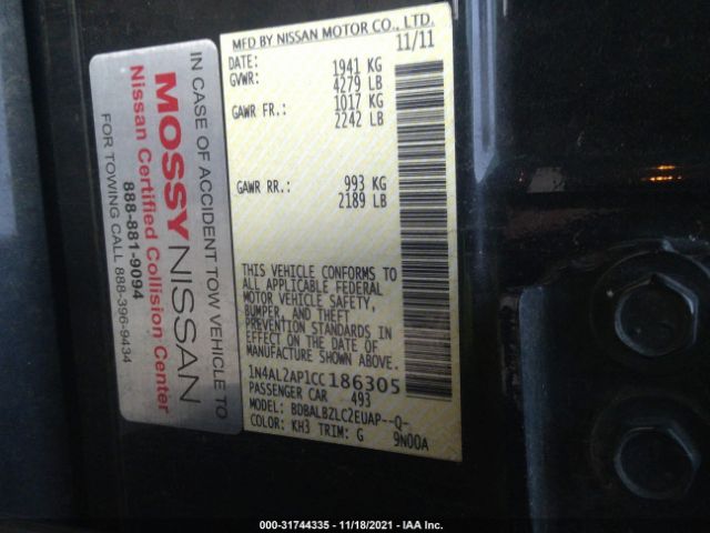 Photo 8 VIN: 1N4AL2AP1CC186305 - NISSAN ALTIMA 