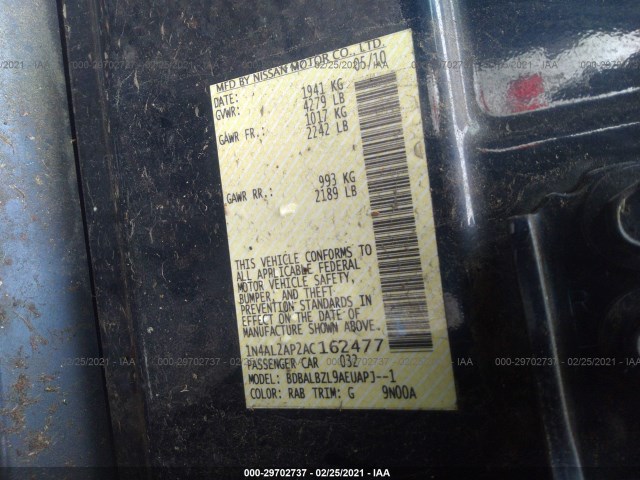 Photo 8 VIN: 1N4AL2AP2AC162477 - NISSAN ALTIMA 