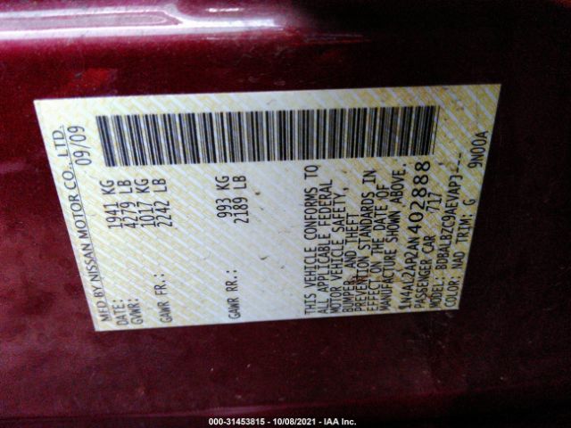 Photo 8 VIN: 1N4AL2AP2AN402888 - NISSAN ALTIMA 