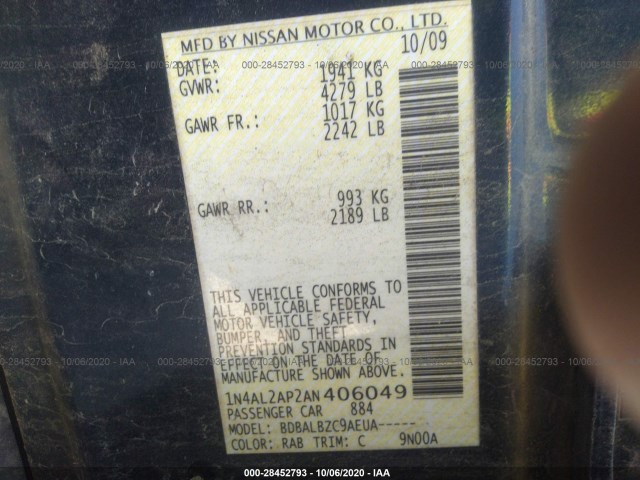 Photo 8 VIN: 1N4AL2AP2AN406049 - NISSAN ALTIMA 