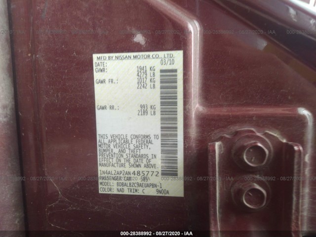 Photo 8 VIN: 1N4AL2AP2AN485772 - NISSAN ALTIMA 