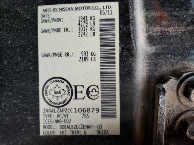 Photo 9 VIN: 1N4AL2AP2CC106879 - NISSAN ALTIMA 2.5 