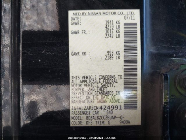 Photo 8 VIN: 1N4AL2AP2CN424991 - NISSAN ALTIMA 