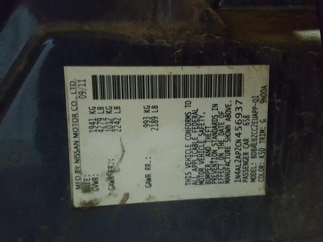 Photo 9 VIN: 1N4AL2AP2CN456937 - NISSAN ALTIMA BAS 