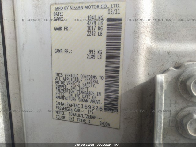 Photo 8 VIN: 1N4AL2AP3BC169326 - NISSAN ALTIMA 