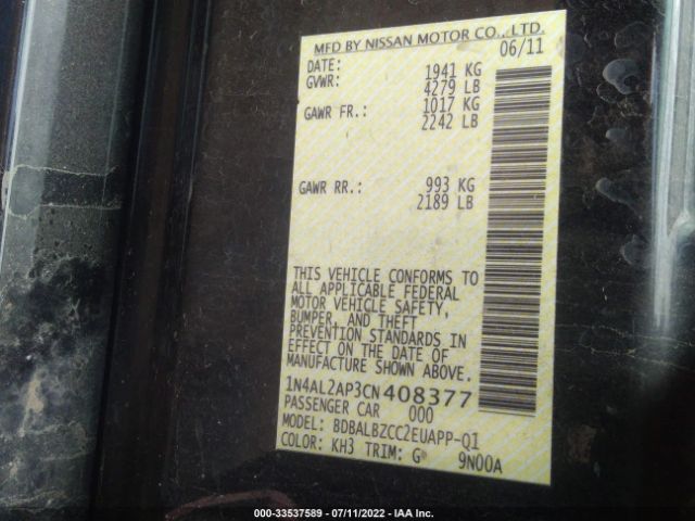 Photo 8 VIN: 1N4AL2AP3CN408377 - NISSAN ALTIMA 